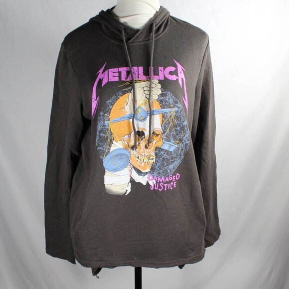 Rare Metallica Damaged Justice Hoodie Women's Medium Dark Gray Limited Edition - Picture 2 of 11
